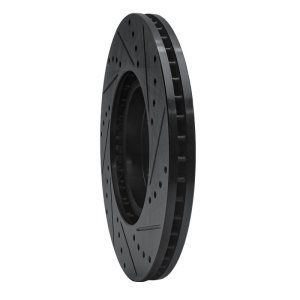 Acura MDX Brake Rotor (1) - Front Left - R1 Concepts - Drilled & Slotted - Black - `07-`20